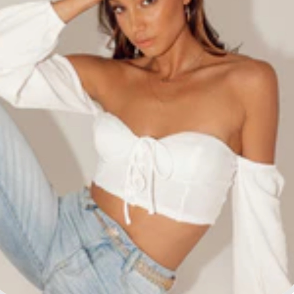 Princess Polly Silverton White Off-Shoulder Crop Top